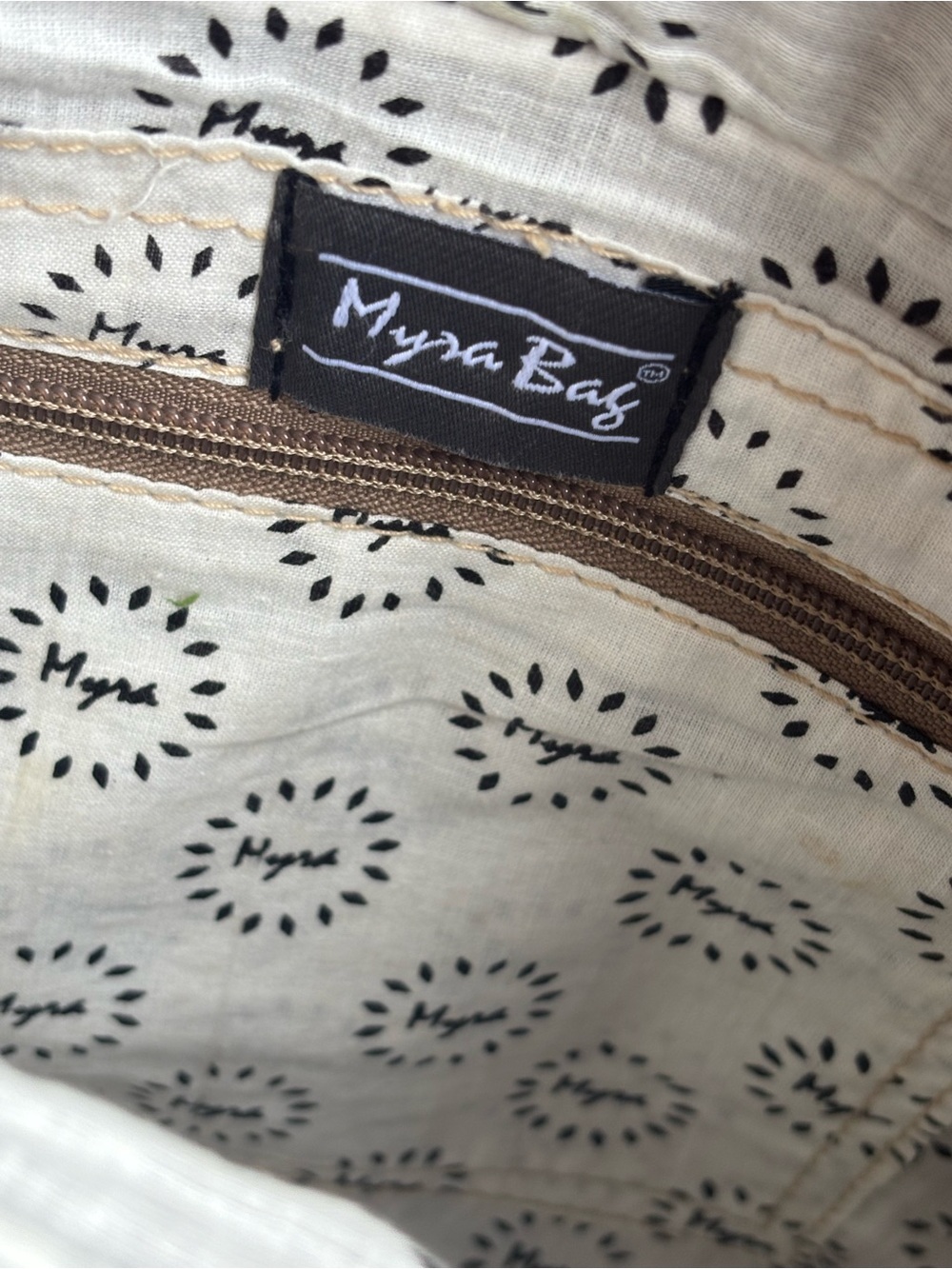 Myra Vintage-Inspired Beige Canvas Crossbody Bag with Leather Accents - Picture 4 of 11